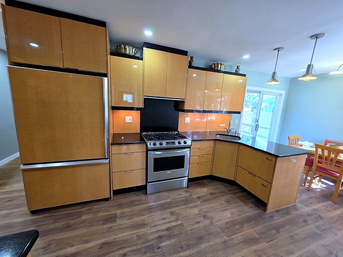 Renovated kitchen with granite counters