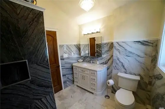 Second-floor bathroom, walk-in shower