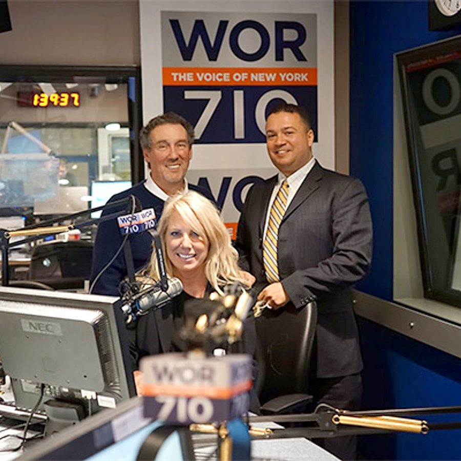 Joe Bartlett of 710 WOR with Christine Thea Rubinstein and Alexander Rubinstein during Estate Law Exposé